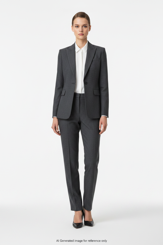 Dark Grey Textured Super 120's Wool – 280g | Bespoke Women's Suit & Separates