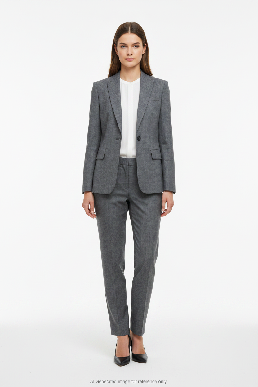 Mid Grey Textured Super 120's Wool – 280g | Bespoke Women's Suit & Separates