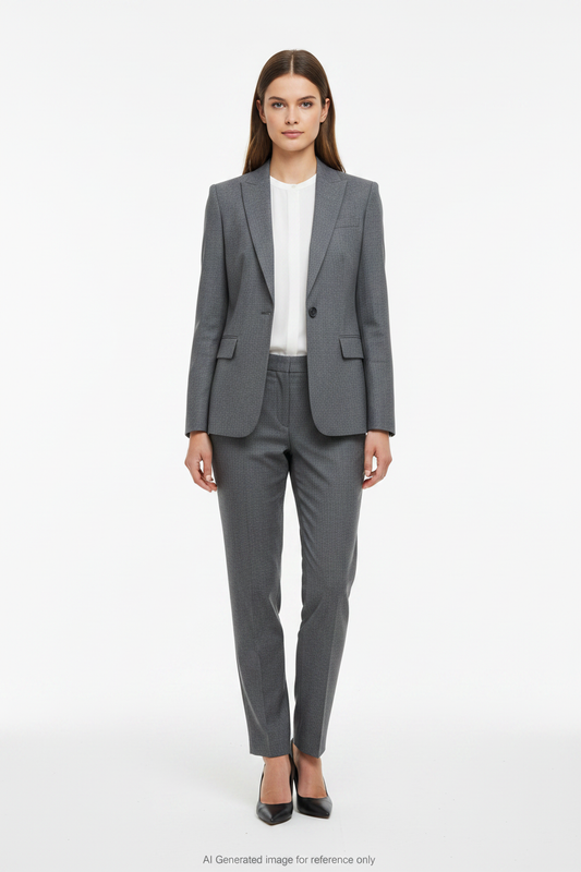 Mid Grey Textured Super 120's Wool – 280g | Bespoke Women's Suit & Separates