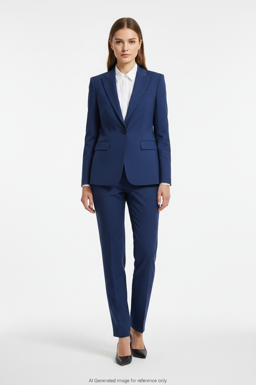 Mid Blue Textured Super 120's Wool – 280g | Bespoke Women's Suit & Separates
