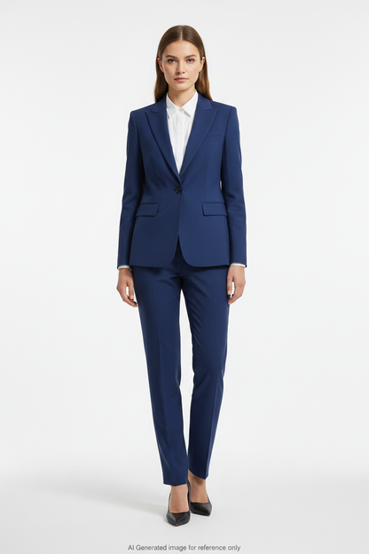 Mid Blue Textured Super 120's Wool – 280g | Bespoke Women's Suit & Separates