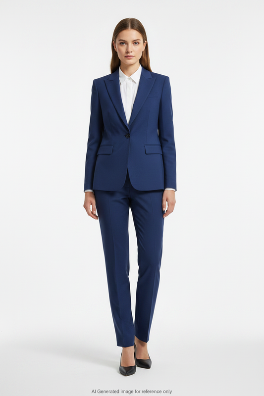 Mid Blue Textured Super 120's Wool – 280g | Bespoke Women's Suit & Separates