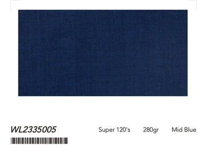 Mid Blue Textured Super 120’s Wool 2-Piece Suit – 280g Modern Tailoring