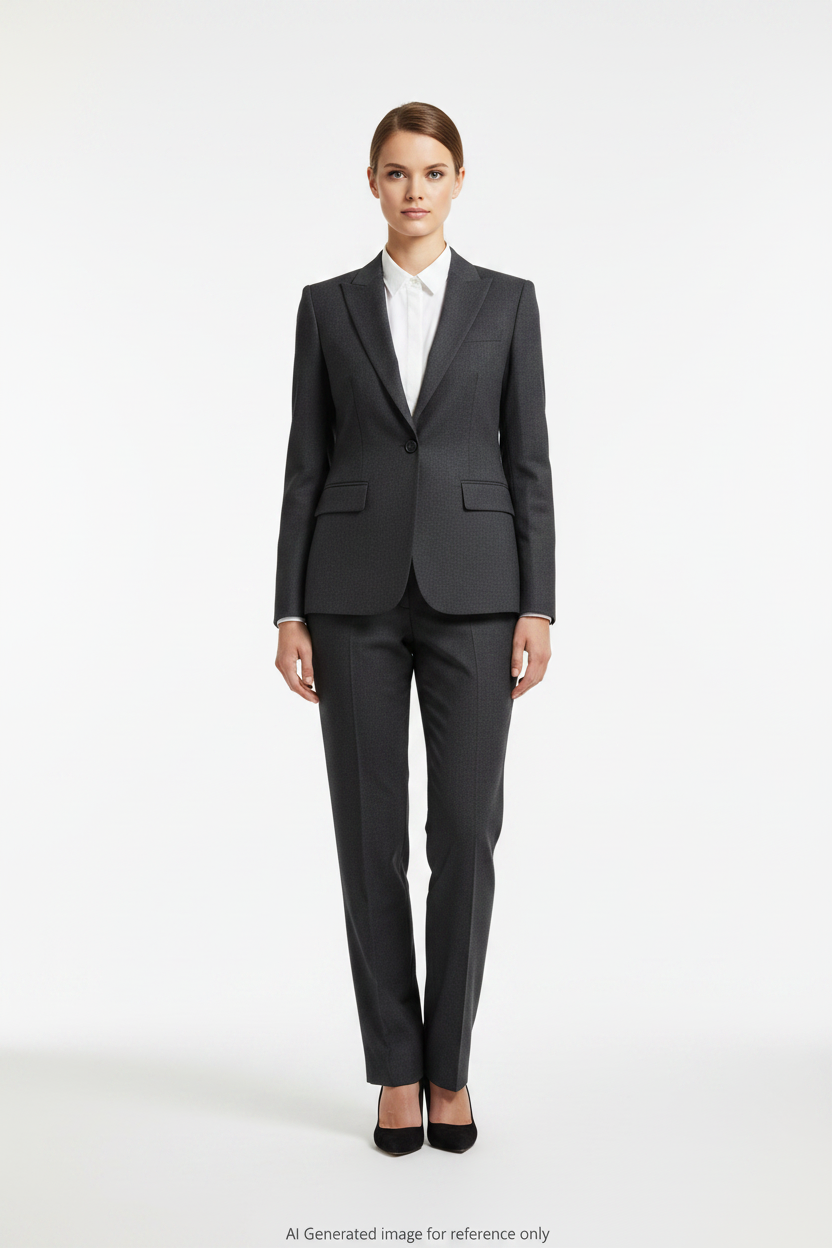 Dark Grey Textured Super 110's Wool – 280g | Bespoke Women's Suit & Separates