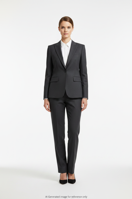 Dark Grey Textured Super 110's Wool – 280g | Bespoke Women's Suit & Separates