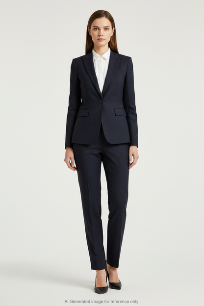 Dark Navy Textured Super 110's Wool – 280g | Bespoke Women's Suit & Separates