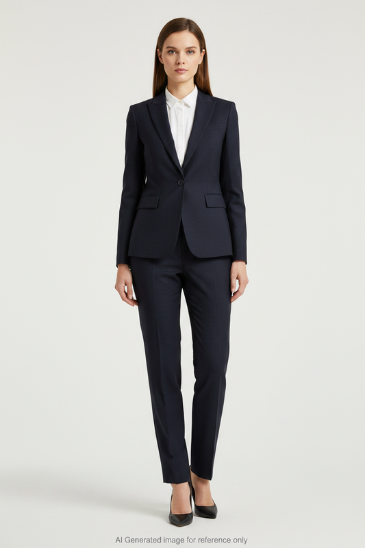 Dark Navy Textured Super 110's Wool – 280g | Bespoke Women's Suit & Separates