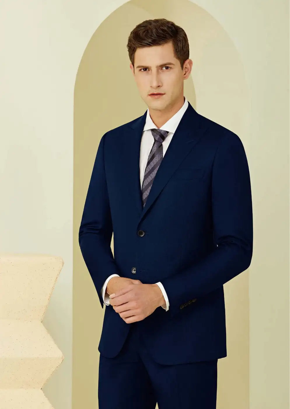 Navy Blue Super 110’s Wool Suit – 280g Modern Tailoring
