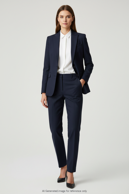 Navy Blue Textured Super 110's Wool – 280g | Bespoke Women's Suit & Separates