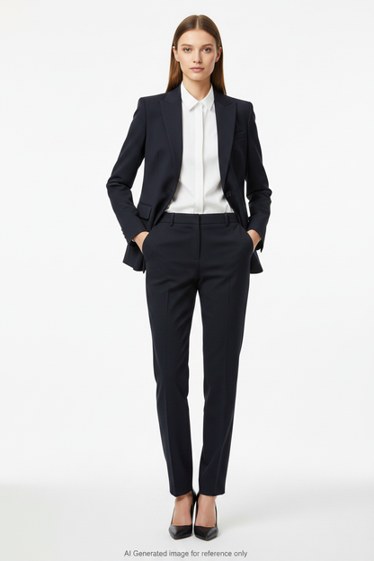 Dark Navy Textured Super 110's Wool – 285g | Bespoke Women's Suit & Separates