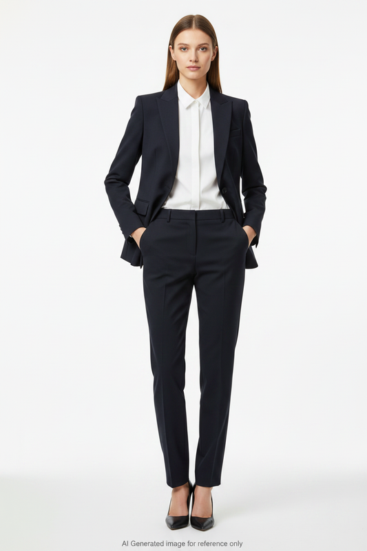 Dark Navy Textured Super 110's Wool – 285g | Bespoke Women's Suit & Separates