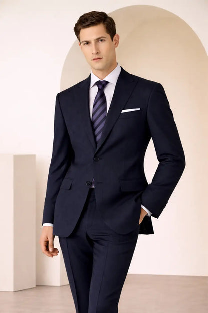 Navy Blue Super 110’s Wool Suit – 275g Lightweight Tailoring