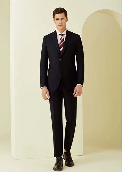 Black Super 110’s Wool Suit – 280g Classic Tailoring