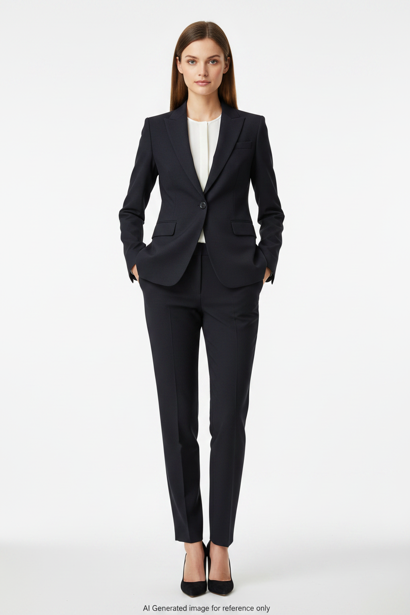 Black Super 110's Wool – 280g | Bespoke Women's Suit & Separates