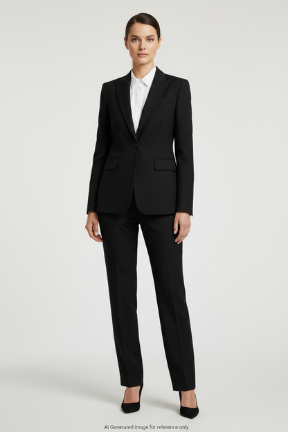 Jet Black Super 110's Wool – 280g | Bespoke Women's Suit & Separates