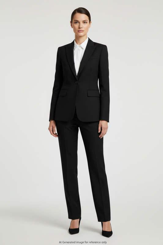 Jet Black Super 110's Wool – 280g | Bespoke Women's Suit & Separates