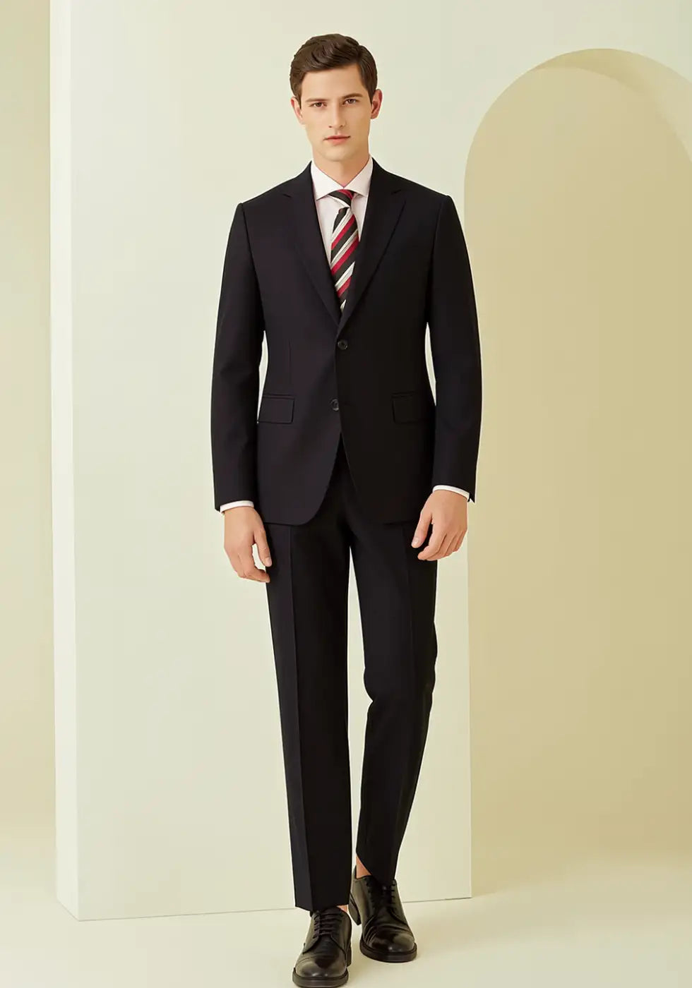 Deep Black Super 110’s Wool Suit – 280g Refined Tailoring