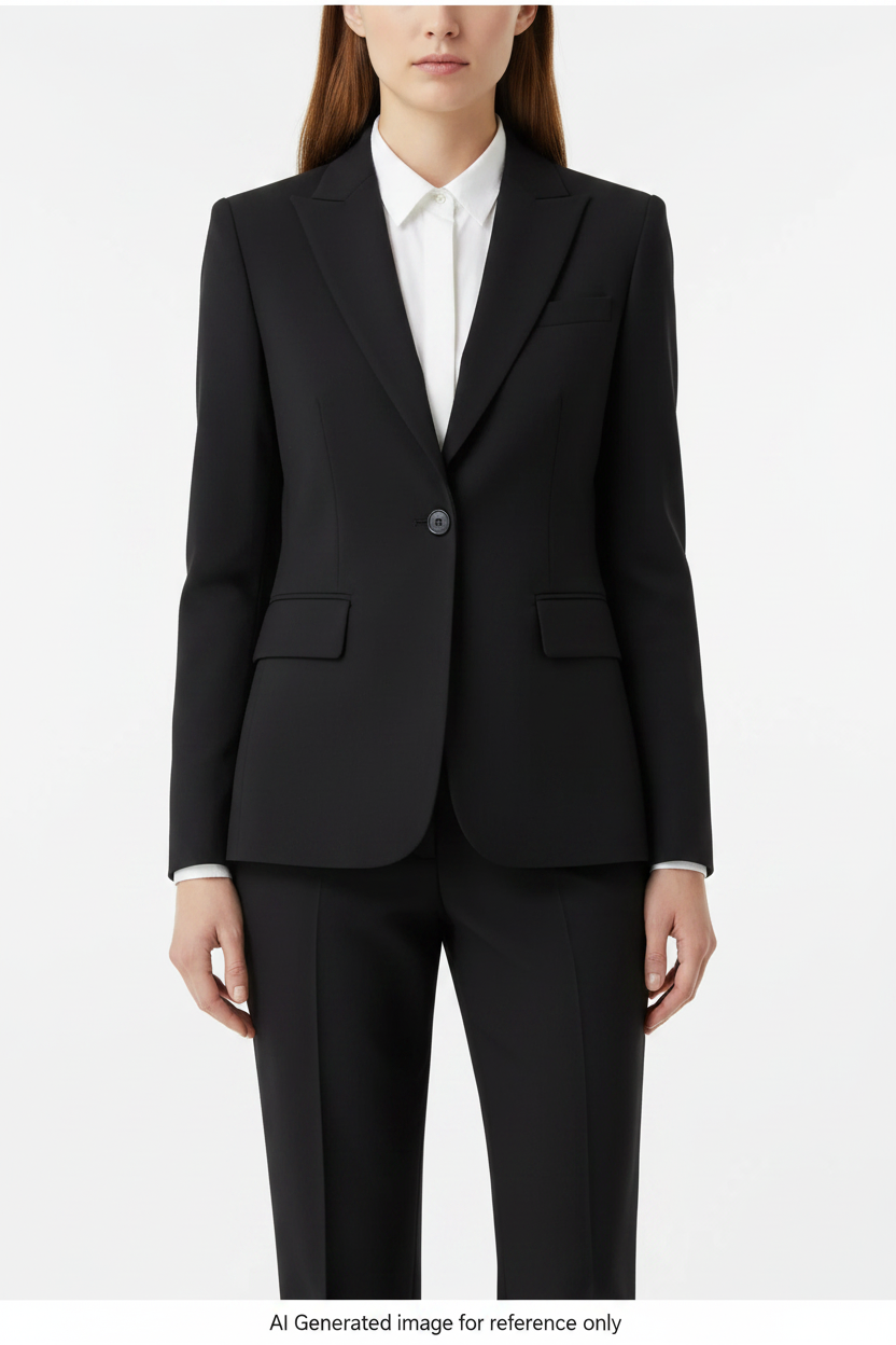 Deep Black Textured Super 110's Wool – 280g | Bespoke Women's Suit & Separates