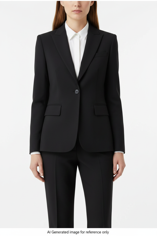 Deep Black Textured Super 110's Wool – 280g | Bespoke Women's Suit & Separates