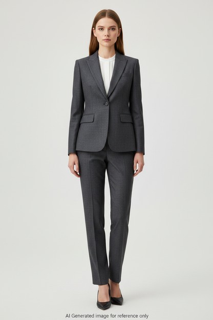 Grey Textured Super 110's Wool – 280g | Bespoke Women's Suit & Separates