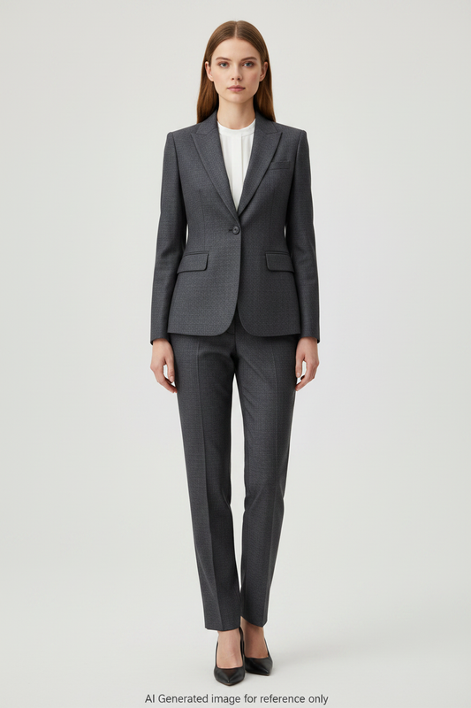 Grey Textured Super 110's Wool – 280g | Bespoke Women's Suit & Separates