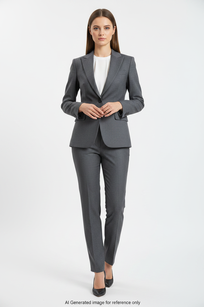 Mid Grey Textured Super 110's Wool – 280g | Bespoke Women's Suit & Separates