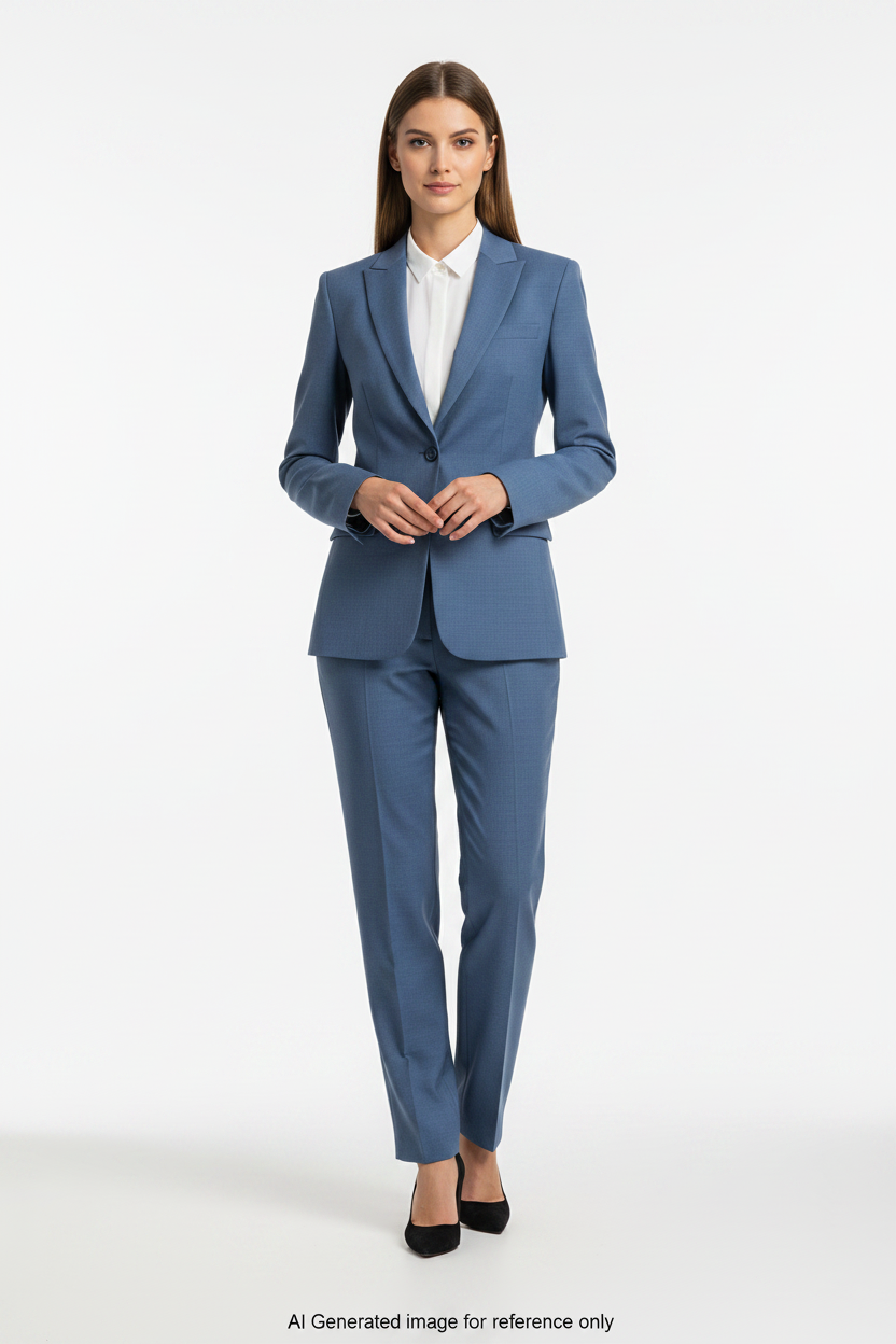 Dusty Blue Textured Super 120's Wool – 280g | Bespoke Women's Suit & Separates