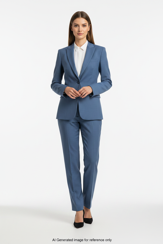 Dusty Blue Textured Super 120's Wool – 280g | Bespoke Women's Suit & Separates