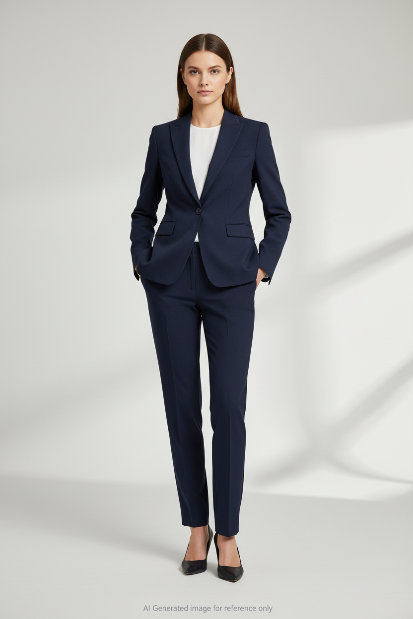 Navy Blue Super 120's Wool – 280g | Bespoke Women's Suit & Separates