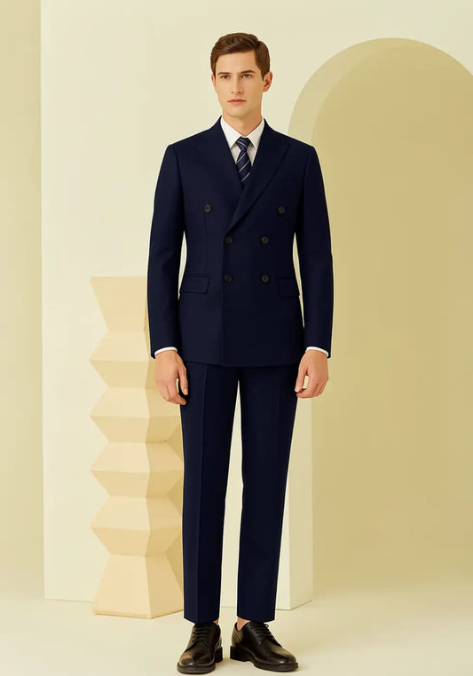 Dark Navy Super 120’s Wool Suit – 280g Premium Tailoring
