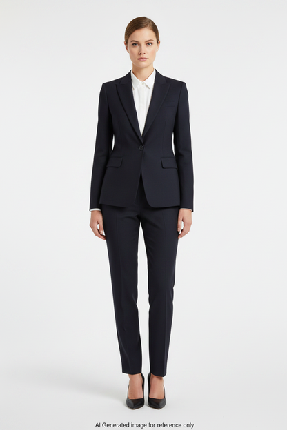 Dark Navy Textured Super 120's Wool – 280g | Bespoke Women's Suit & Separates