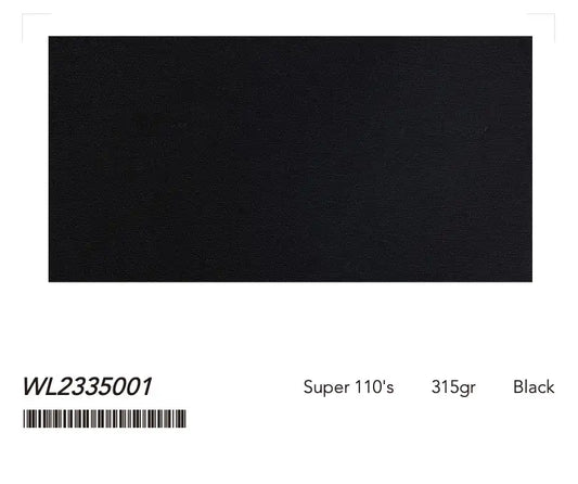 Black Super 110’s Wool Suit – 315g Structured Tailoring