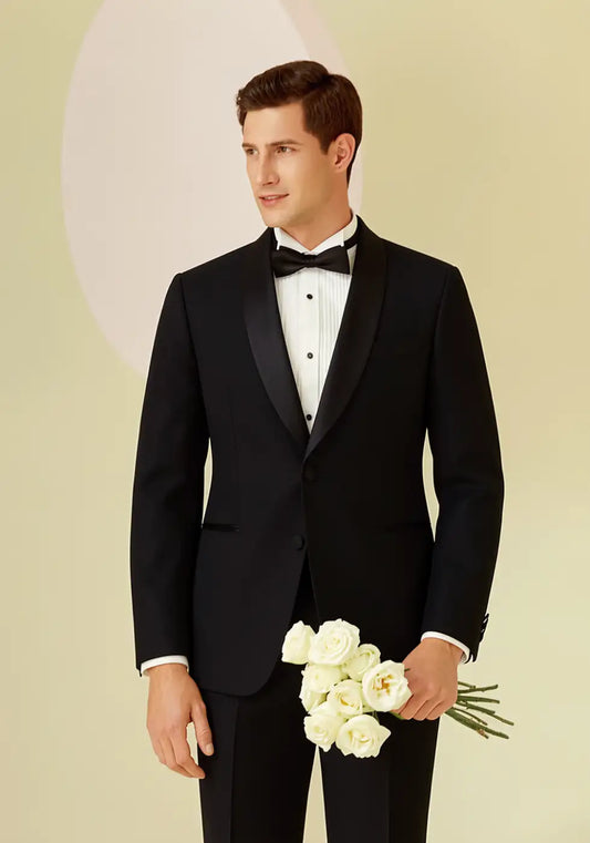Black Super 110’s Wool Suit – 315g Premium Structured Tailoring