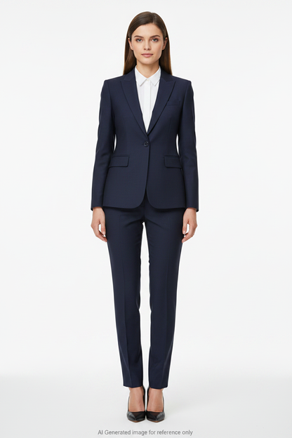 Blue Geometric textured weave Super 120's Wool – 280g | Bespoke Women's Suit & Separates