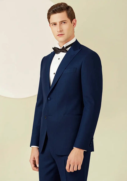 Blue Plaid Super 120’s Wool Tuxedo – 280g Modern Evening Tailoring