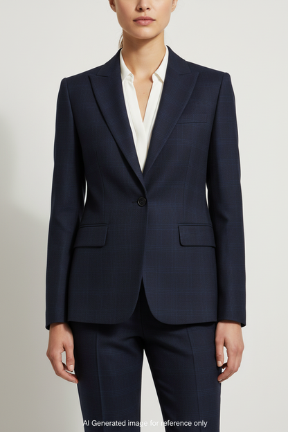 Blue Plaid Super 120's Wool – 280g | Bespoke Women's Suit & Separates