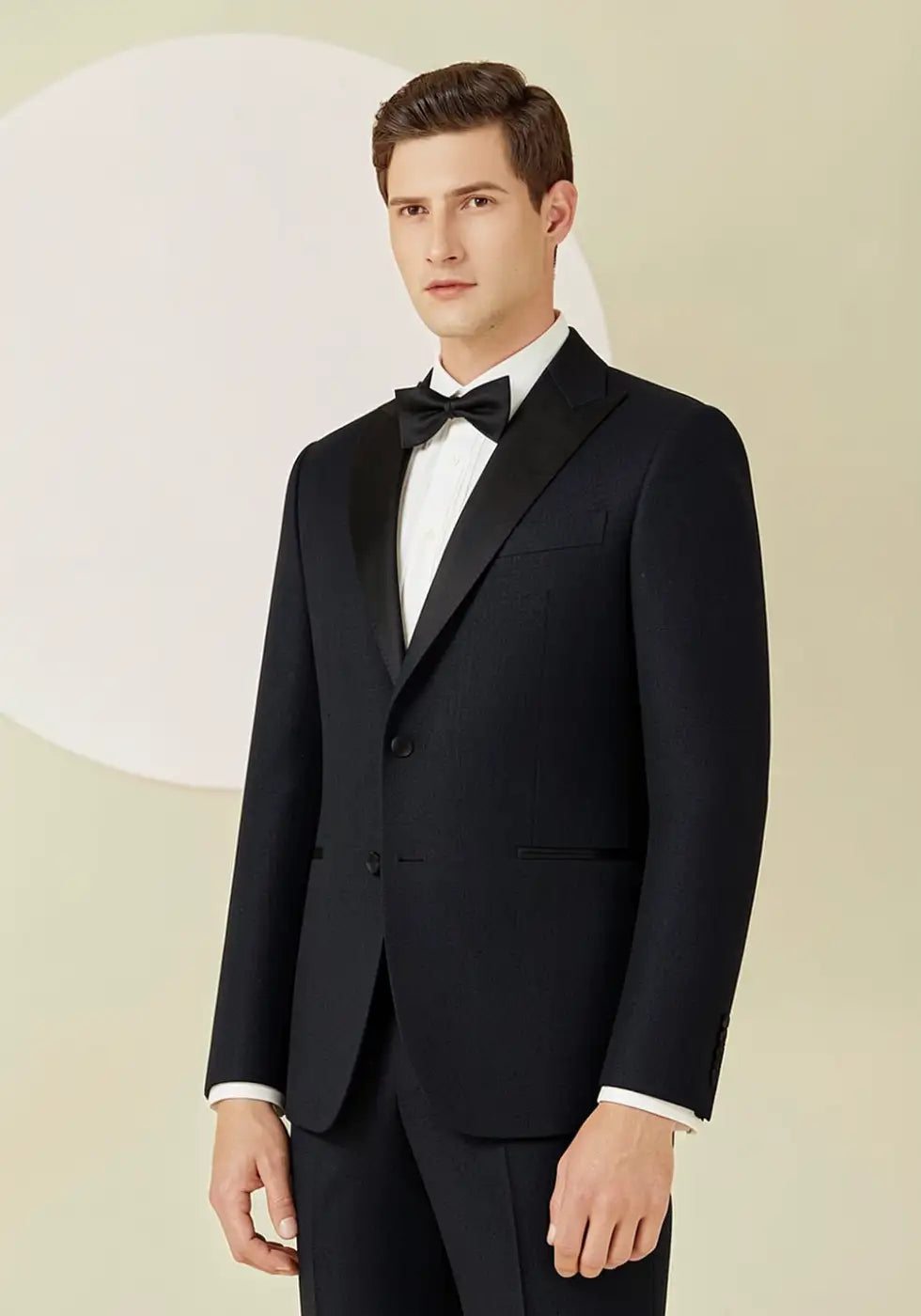 Dark Grey Super 120’s Wool Peak Lapel Tuxedo – 280g Textured Evening Tailoring