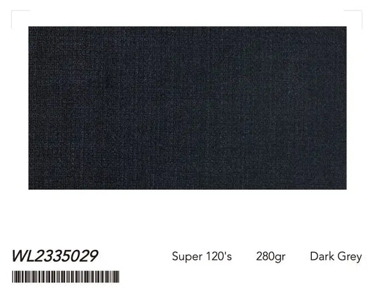 Dark Grey Super 120’s Wool Peak Lapel Tuxedo – 280g Textured Evening Tailoring