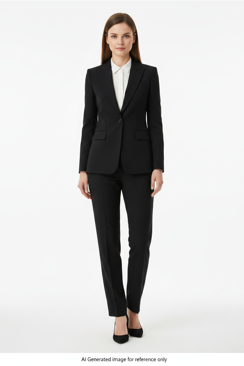 Black Textured Super 120's Wool – 280g | Bespoke Women's Suit & Separates