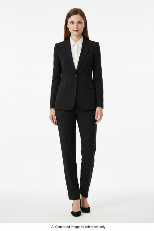 Black Textured Super 120's Wool – 280g | Bespoke Women's Suit & Separates