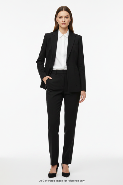 Black Textured Super 110's Wool – 280g | Bespoke Women's Suit & Separates