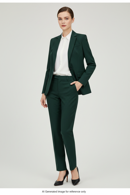 Deep Green Textured Super 110's Wool – 280g | Bespoke Women's Suit & Separates