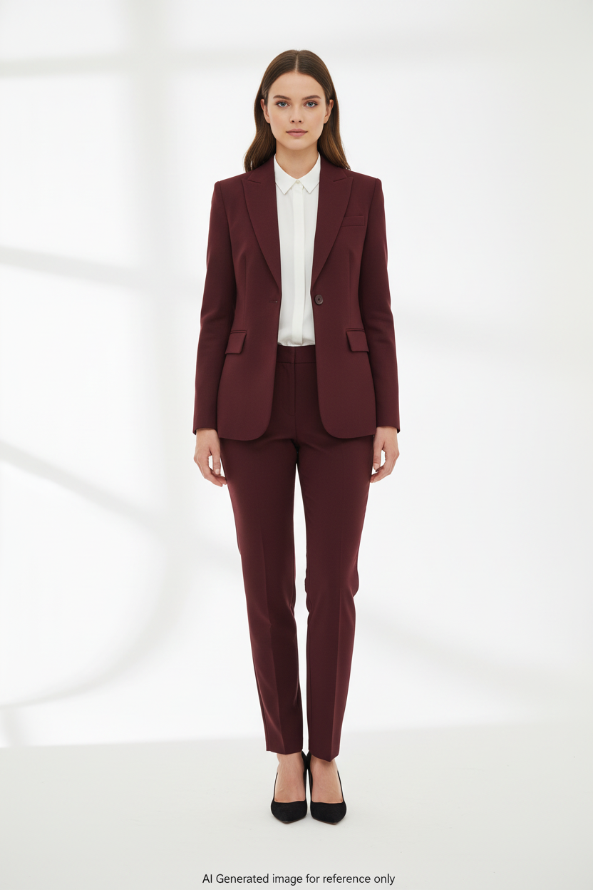 Burgundy Super 110's Wool – 280g | Bespoke Women's Suit & Separates