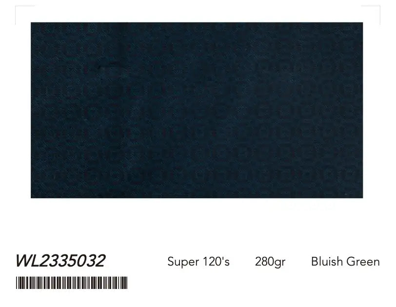 Bluish Green Textured Super 120’s Wool Bandhgala Suit – 280g Contemporary Tailoring