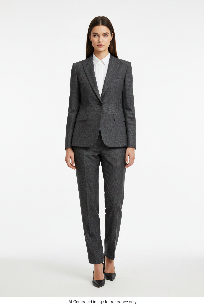 Grey Micro-textured geometric weave Super 110's Wool – 275g | Bespoke Women's Suit & Separates