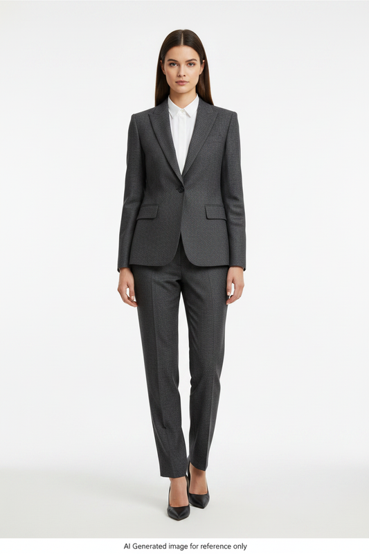 Grey Micro-textured geometric weave Super 110's Wool – 275g | Bespoke Women's Suit & Separates