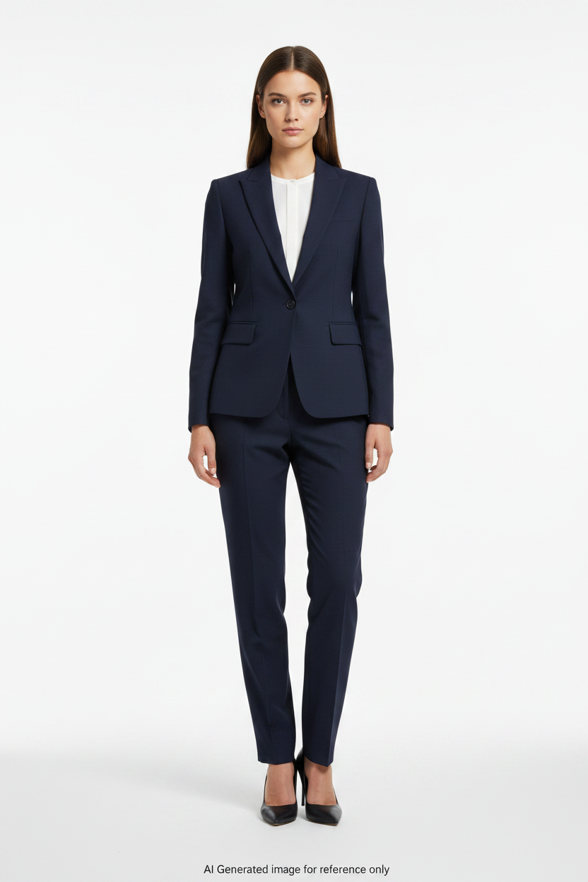 Deep Navy Micro-textured weave Super 110's Wool – 275g | Bespoke Women's Suit & Separates