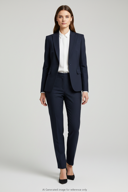 Dark Navy Textured Super 110's Wool – 260g | Bespoke Women's Suit & Separates