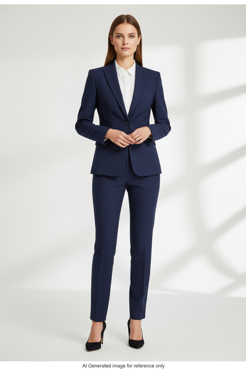 Indigo Textured Super 110's Wool – 260g | Bespoke Women's Suit & Separates