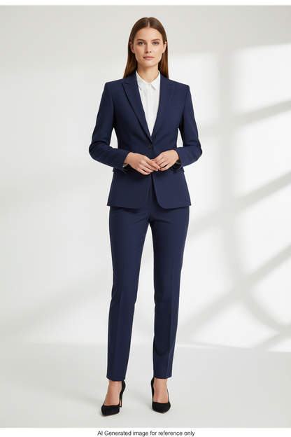 Indigo Textured Super 110's Wool – 260g | Bespoke Women's Suit & Separates